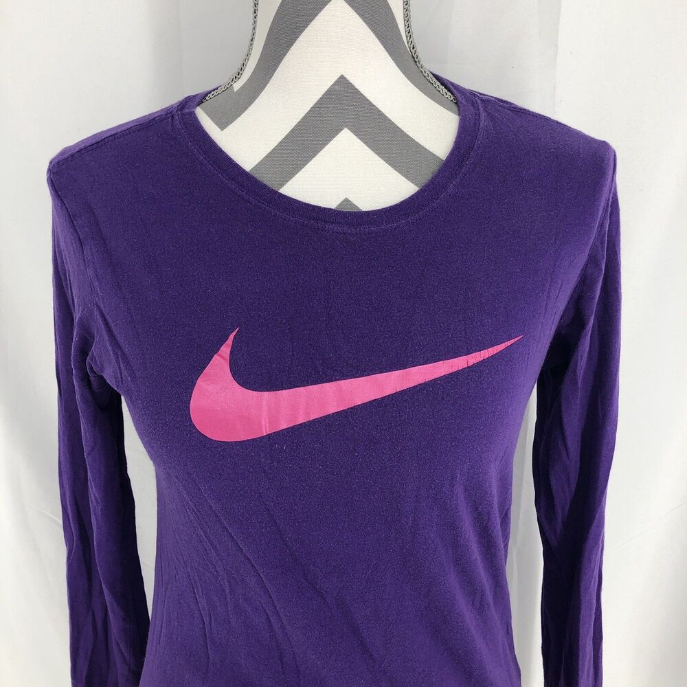 Nike T-Shirt Long Sleeve Graphic Logo Slim Fit Purple 393622 Medium